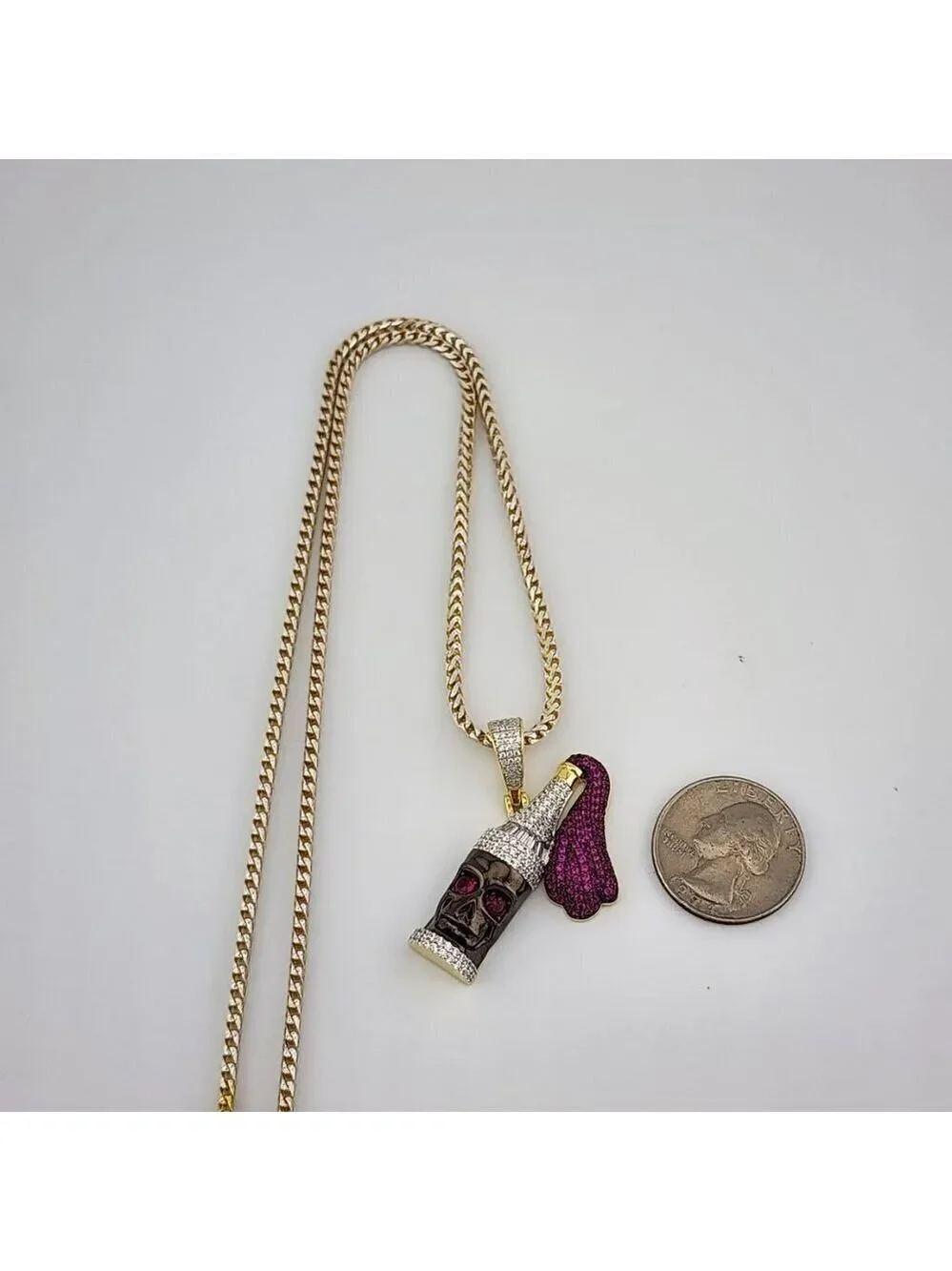 Brand New Sterling Silver 925 Skull bottle Necklace